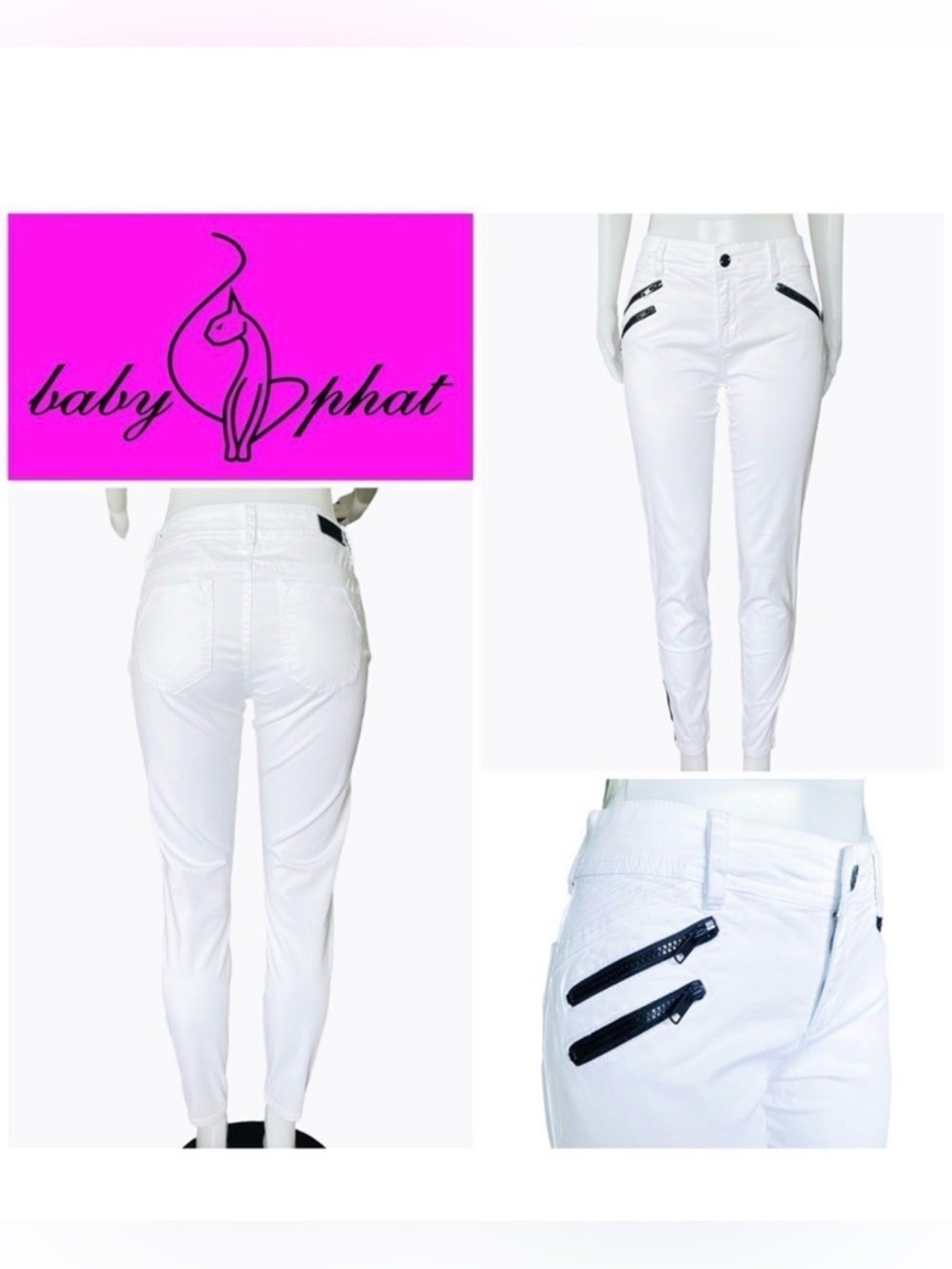 🏖️ Mix & Match 3/$275 🏖️Vintage Baby Phat White Skinny Jeans w/ Zipper Detail